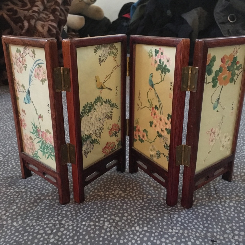Mini Antique Japanese rice paper screen